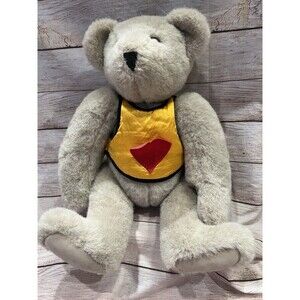 Vintage 1984 AUTHENTIC VERMONT TEDDY BEAR, LIGHT BROWN COLOR W Yellow shirt